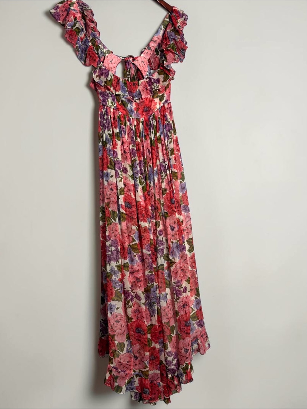 Zimmermann Poppy Frill Edge Midi Dress Crimson Floral Quiet Luxury Designer S - Picture 9 of 12